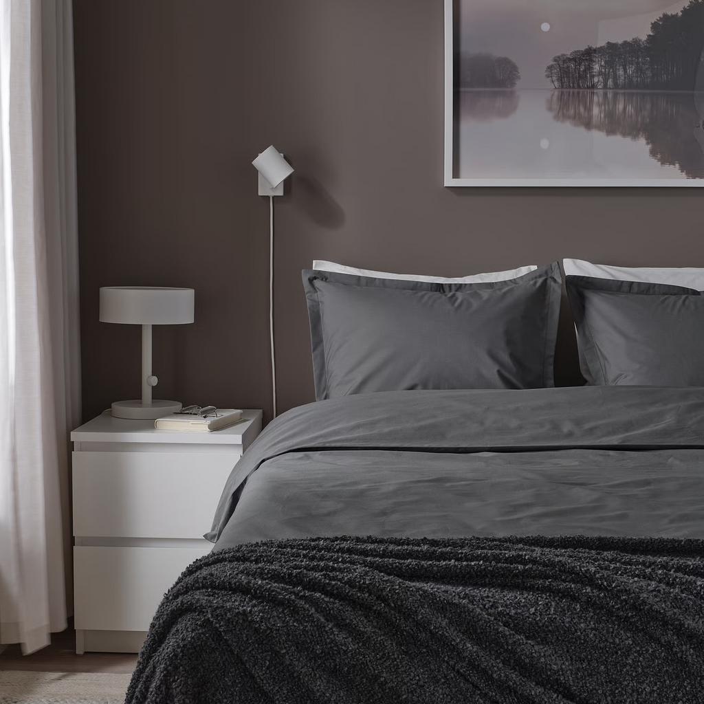 IKEA Hamflockel Dekbedovertrek 200x200 met 2 kussenslopen, Huis en Inrichting, Verzenden, Zo goed als nieuw, Grijs, Dekbedovertrek