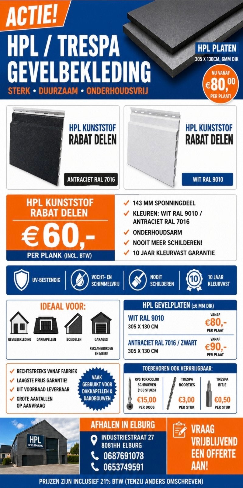 HPL RABATDELEN – GEVELBEKLEDING – KERALIT ALTERNAT, Garantie