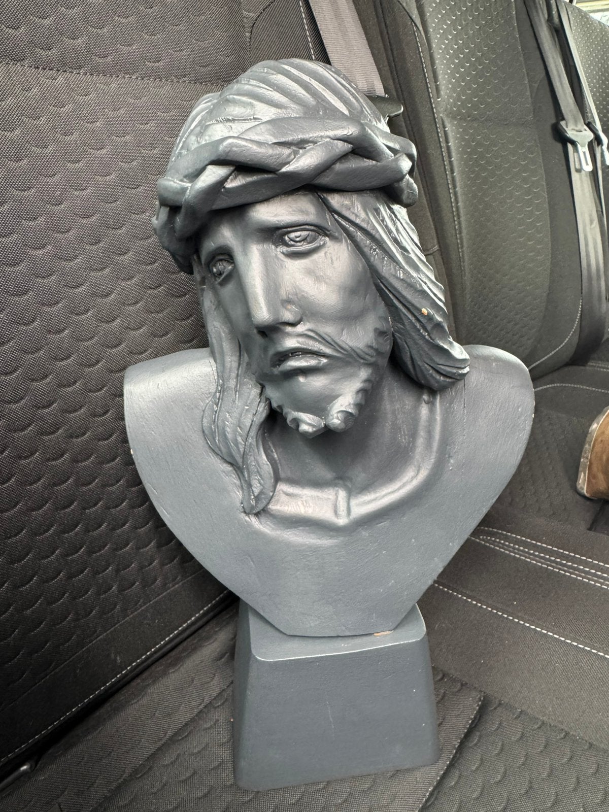 Stoer Religueus Beeld – Geverfd Houten Christus Buste, Antiek en Kunst, Ophalen of Verzenden