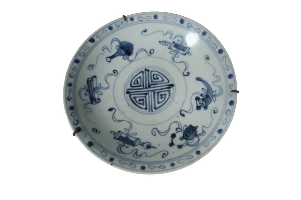 Chinees blauw-wit bord shou-teken - Fujian 19e eeuw, Ophalen