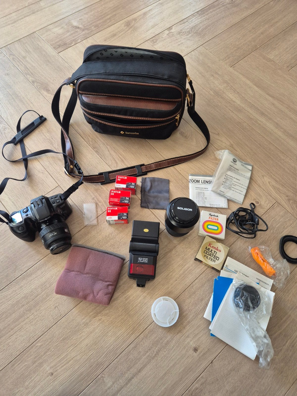 Zgan Minolta Dynax 500si fototoestel  samsonite tas soliger, Audio, Tv en Foto, Fotocamera's Digitaal, Ophalen of Verzenden, Minolta
