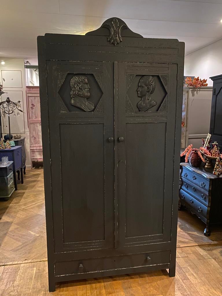 Antieke kast, brocante legkast, uniek vintage kastje VdlM, Huis en Inrichting, Kasten | Ladekasten, Ophalen, 100 tot 150 cm, Zo goed als nieuw