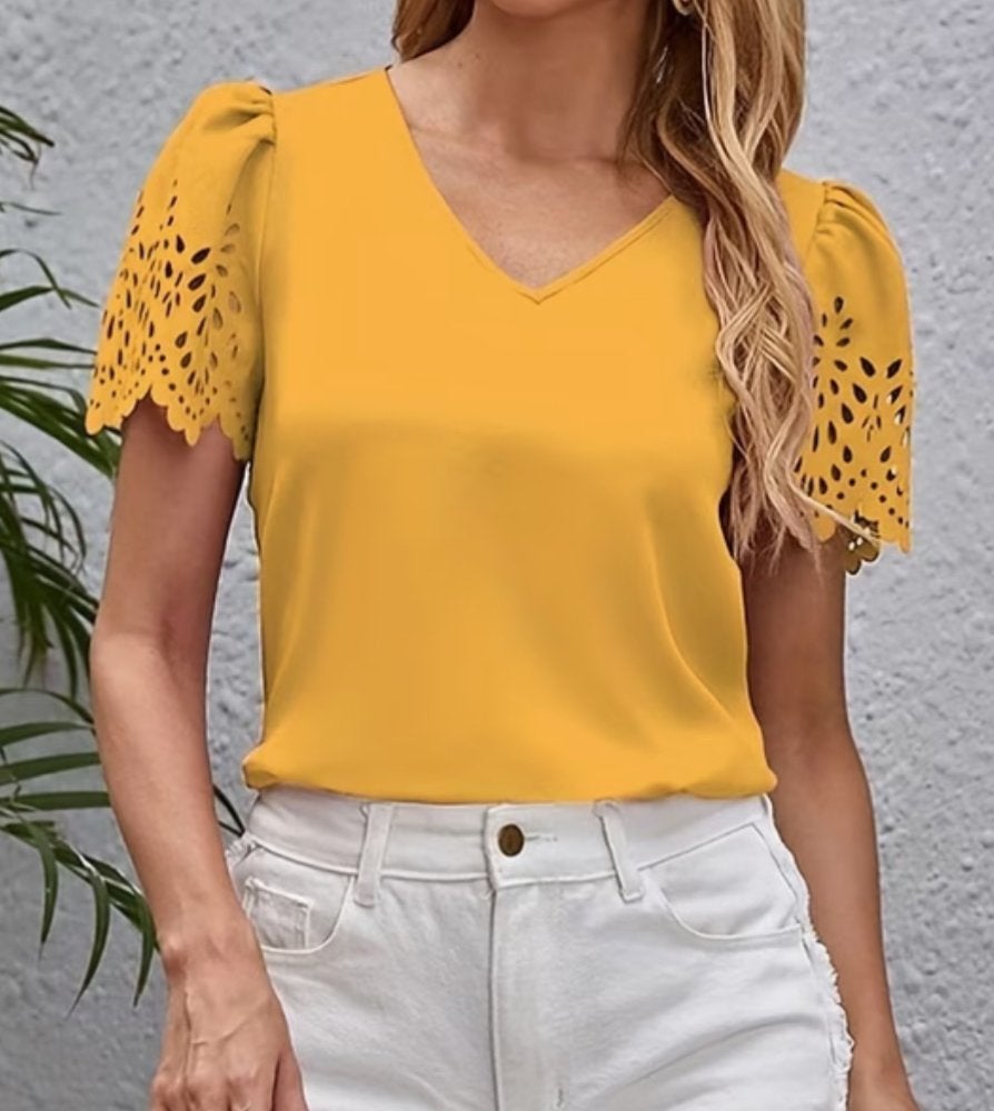 Nieuwe Gele top met Korte Mouwen, Kleding | Dames, Maat 38/40 (M), Geel, Nieuw, Ophalen of Verzenden