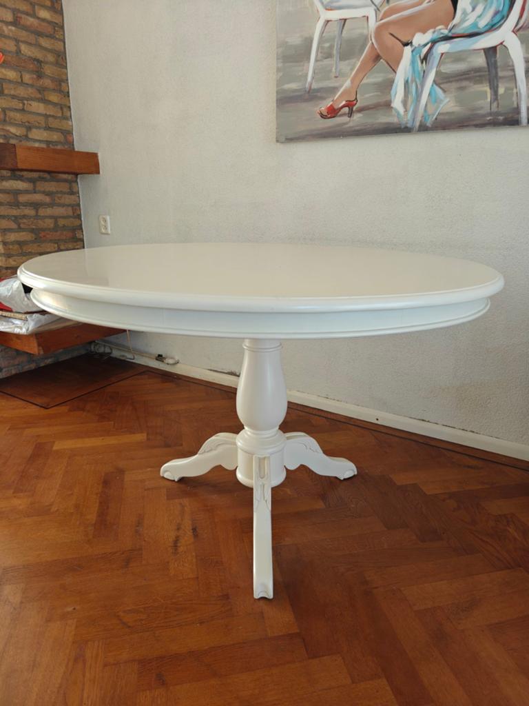 Ronde landelijke eettafel - Crème wit, Ophalen