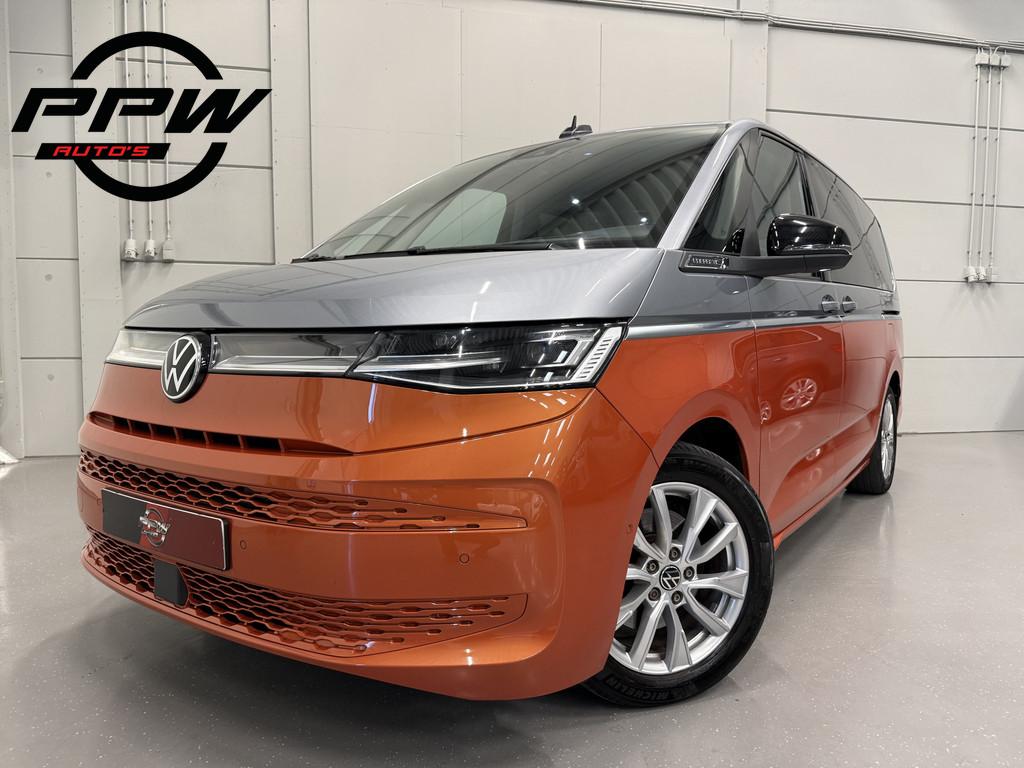 Volkswagen Multivan 1.4 eHybrid L2 Energetic 7p. PANO/HEAD-U, Stof, Gebruikt, Zwart, Met garantie (alle)