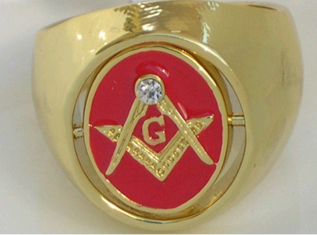 Maconnieke Swivel Spinner Ring - Goudkleurig, Ophalen of Verzenden, Nieuw, Goud, Heer