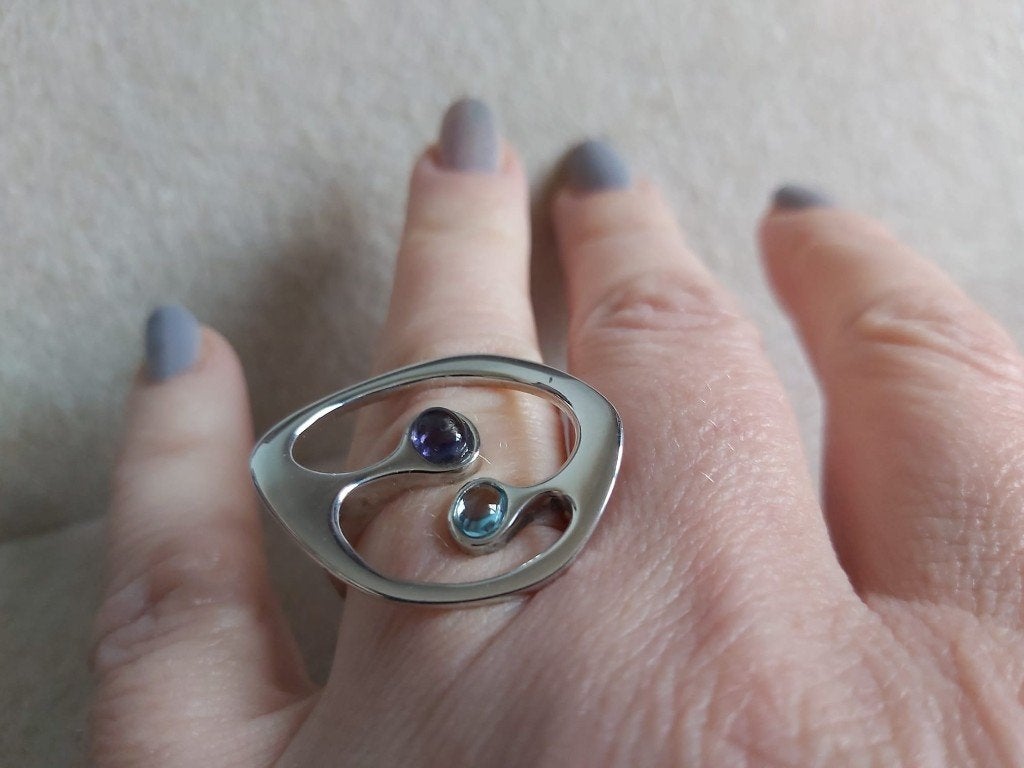 Statement art zilveren ring Daniel Vior tanzaniet topaas, Gebruikt, 17 tot 18, Dame, Zilver