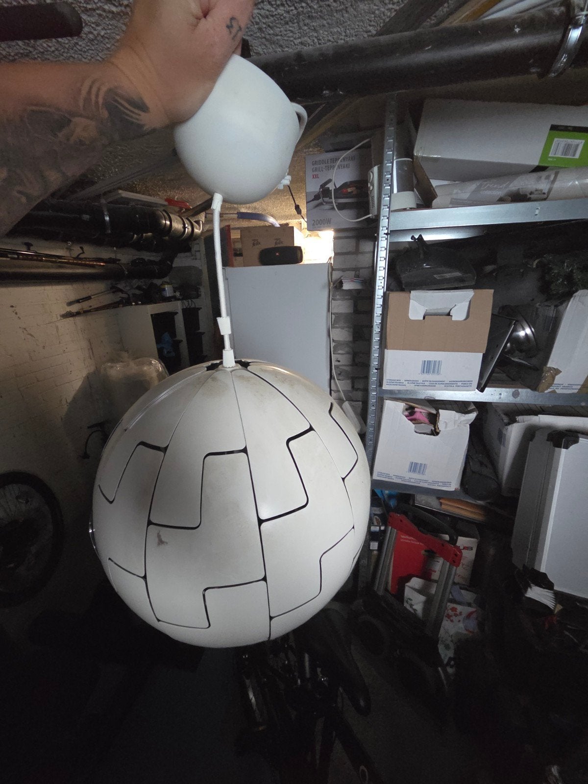 Witte IKEA lamp met zilverkleurige binnenkant, Ophalen of Verzenden, Gebruikt, Metaal