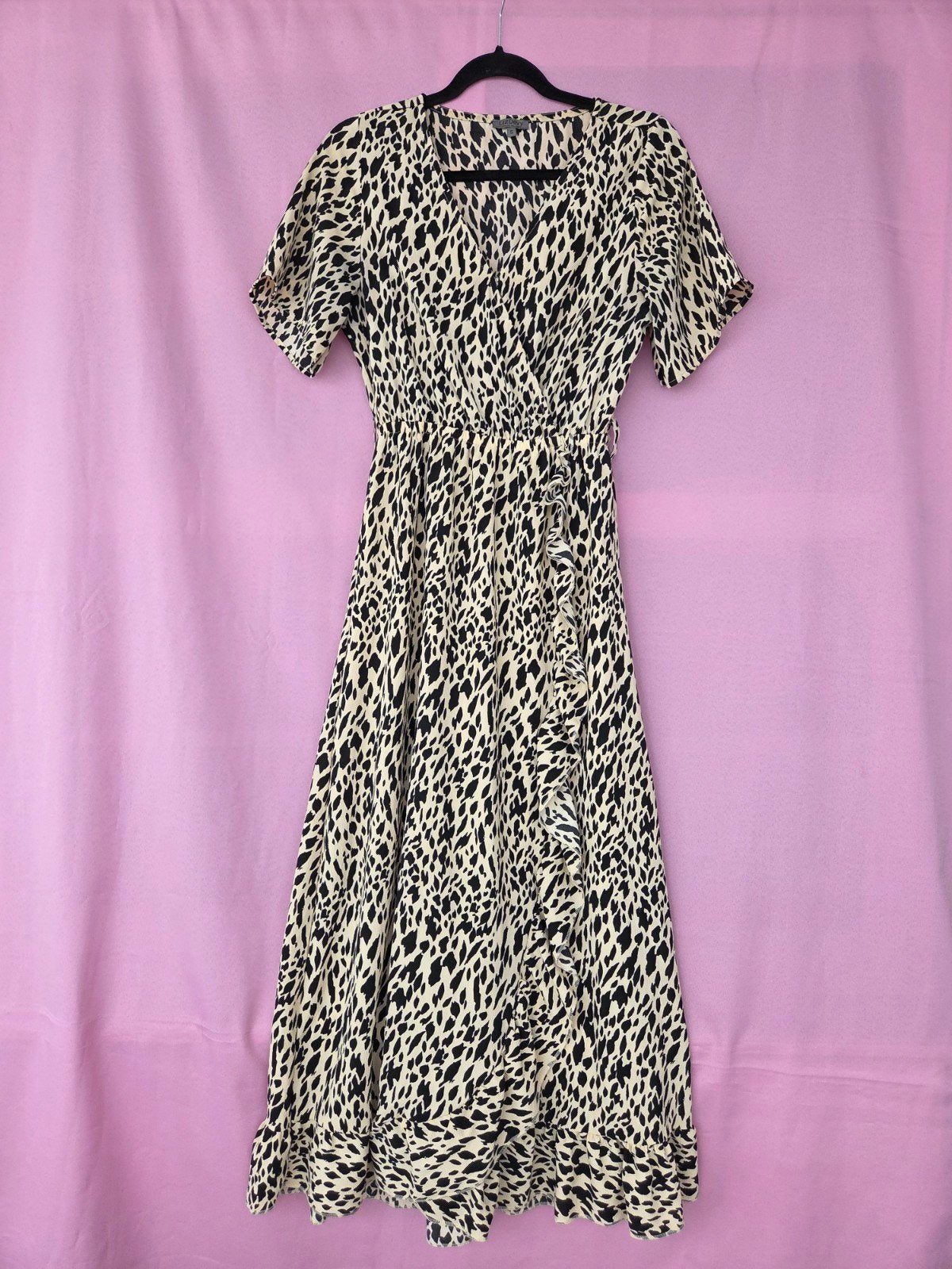 Luipaardprint Maxi Jurk Maat S, Kleding | Dames, Liz Devy, Beige, Ophalen of Verzenden, Zo goed als nieuw