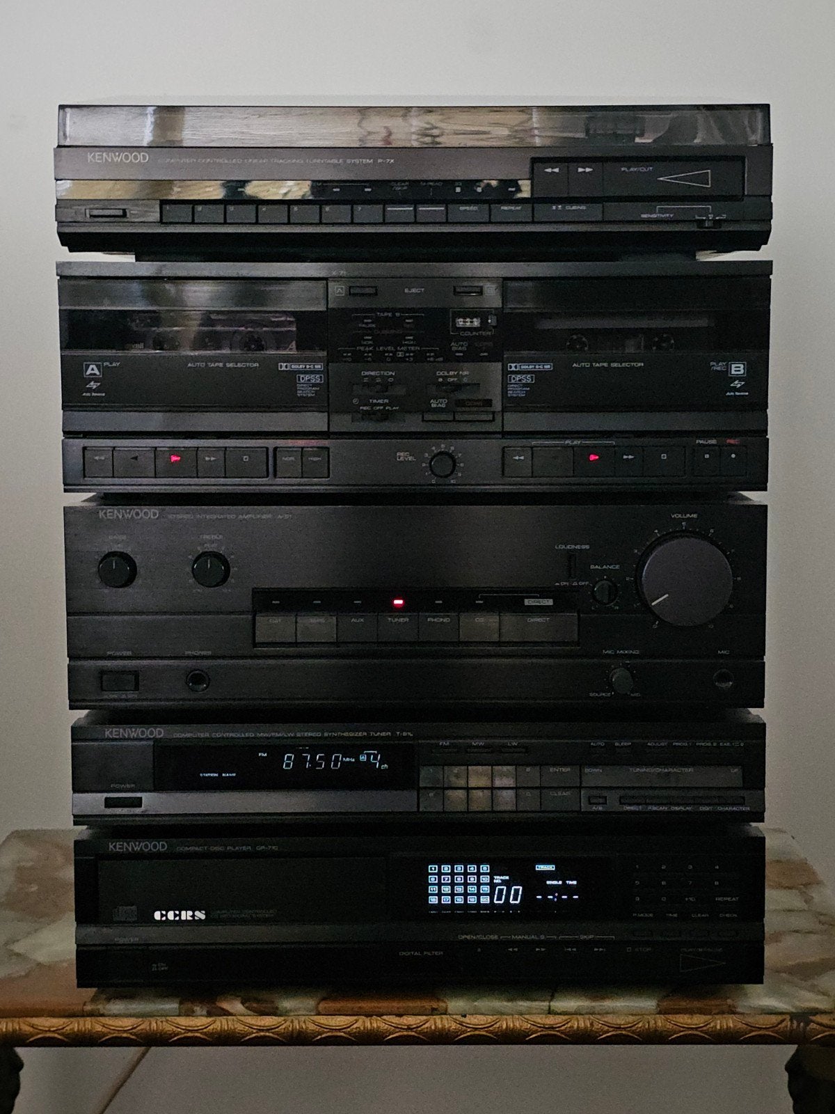 Kenwood stereoset 2x50w i.z.g.st. P-7X A-51 DP-710 X-71 T-91, Overige merken, Losse componenten, Ophalen of Verzenden, Cassettedeck