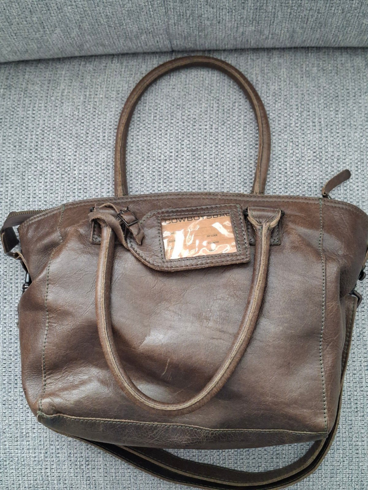 Cowboysbag Leren Handtas/Schoudertas - Olifant grijs, Sieraden, Tassen en Uiterlijk, Tassen | Damestassen, Verzenden, Gebruikt