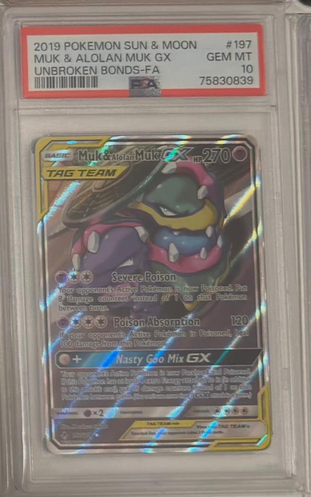 Muk & Alolan Muk GX (UNB 197) PSA 10, Ophalen of Verzenden, Zo goed als nieuw, Losse kaart