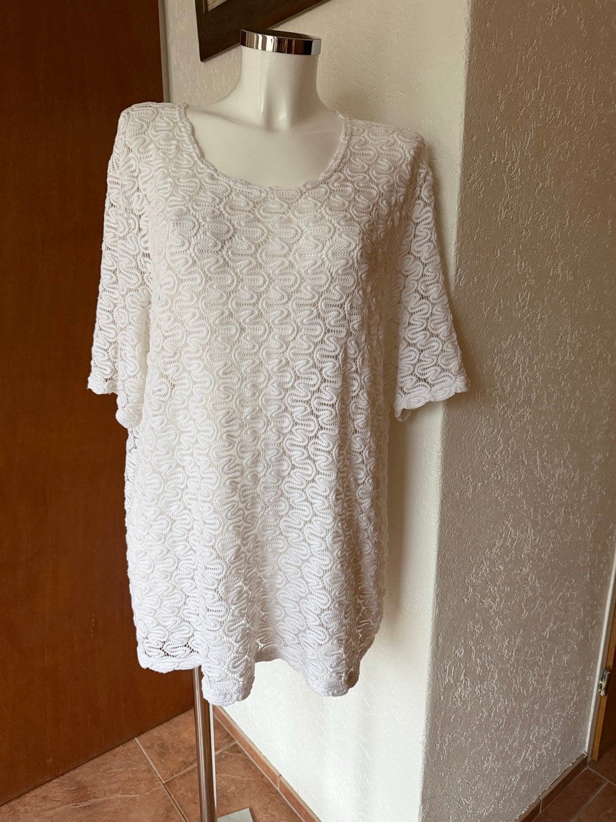 Feminine wit gehaakt shirt, Wit, Maat 46/48 (XL) of groter, Ophalen of Verzenden, Zo goed als nieuw