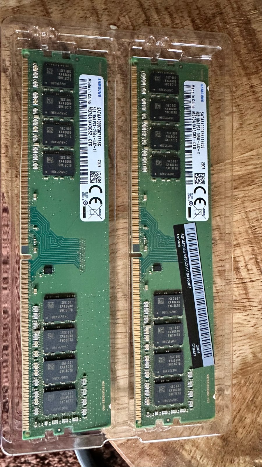 2x 8GB DDR4 RAM Geheugenmodules (PC4-2666V), Gebruikt, Server, DDR4, 8 GB