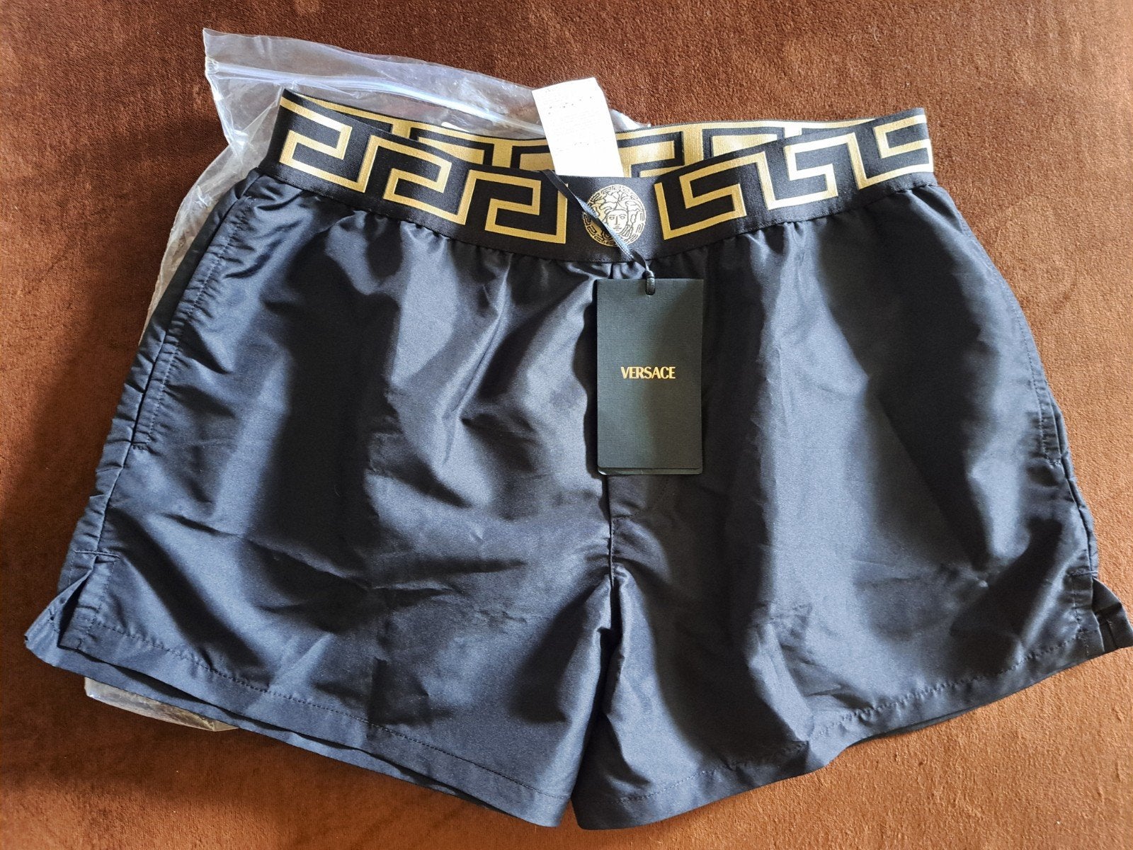 Versace Zwemshort (100% echt)Zwart met Goud Patroon, Ophalen, Maat 48/50 (M), Zwart, Zwemshort