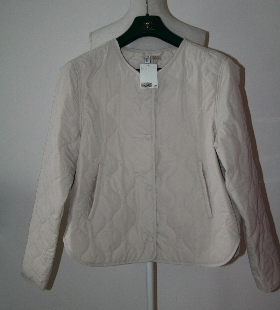 H&M doorgestikt nylon jack jas mt 42 44 L Nieuw, H&M, Verzenden, Beige, Maat 42/44 (L)
