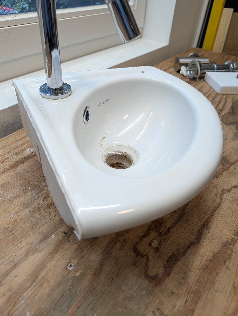 wc fonteintje Sphinx Creme kleurig 30x30, Ophalen, Zo goed als nieuw, Steen, Toilet
