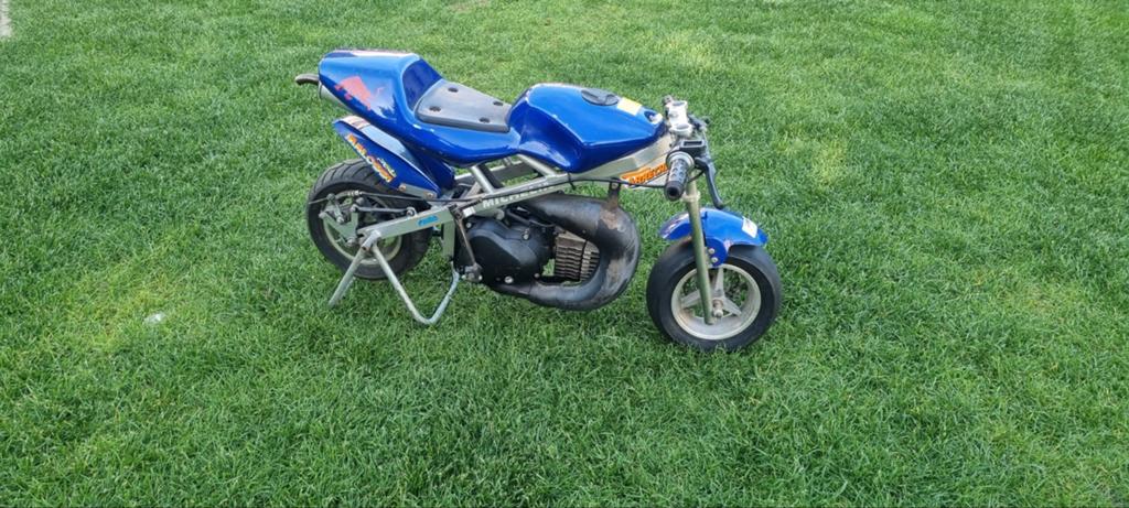 Blauwe minibike met Malossi blok en Promo uitlaat, Ophalen, Gebruikt, Onbekend, Overige typen