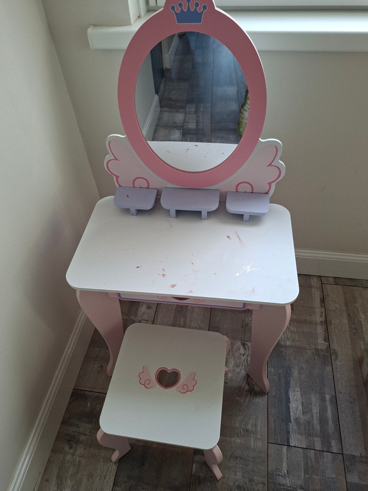 Make up tafeltje met bijbehorend krukje., Ophalen, Gebruikt, 50 tot 100 cm, Minder dan 100 cm