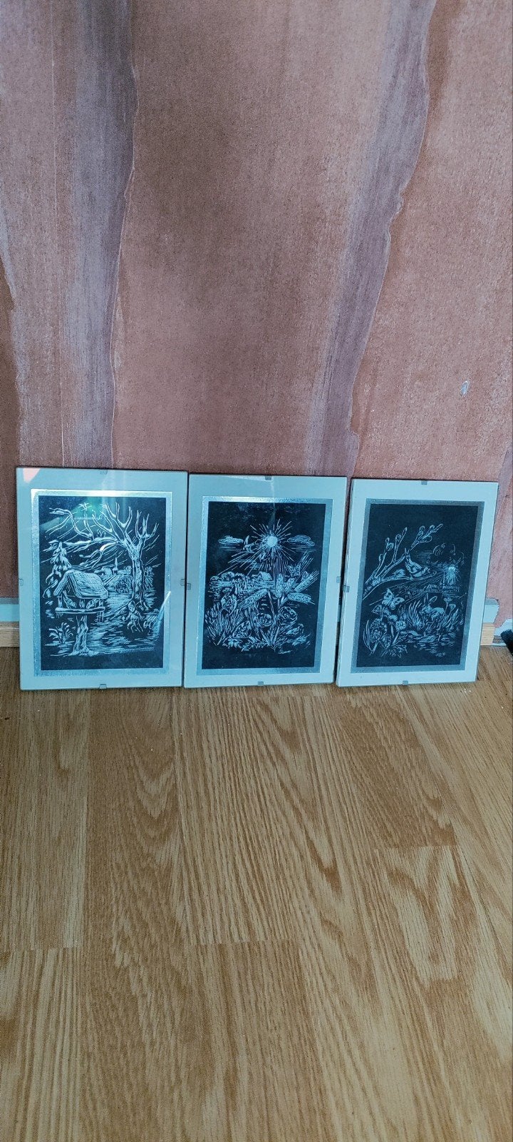 Set van 3 etsen: Winterlandschap, Flora en Fauna, Antiek en Kunst, Ingelijst, Ophalen of Verzenden, Landschap, 1950 - 1999