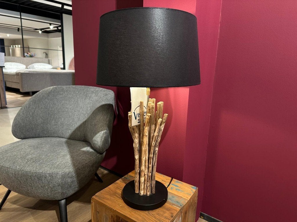 STAANDE LAMP MET HOUTEN VOET VAN €159,- VOOR €65,-, Antiek en Kunst, Ophalen