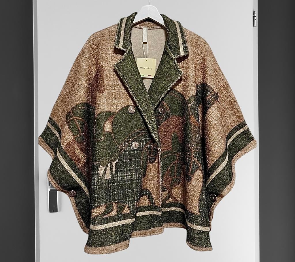 Made in Italy - Proncho  jas paardenprint one size, Verzenden, Nieuw, Maat 46/48 (XL) of groter, Overige kleuren
