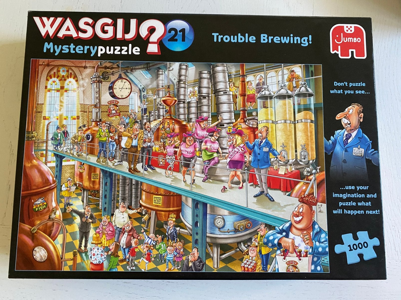 Wasgij puzzel 1000 - Trouble brewing, Ophalen of Verzenden, 500 t/m 1500 stukjes, Zo goed als nieuw