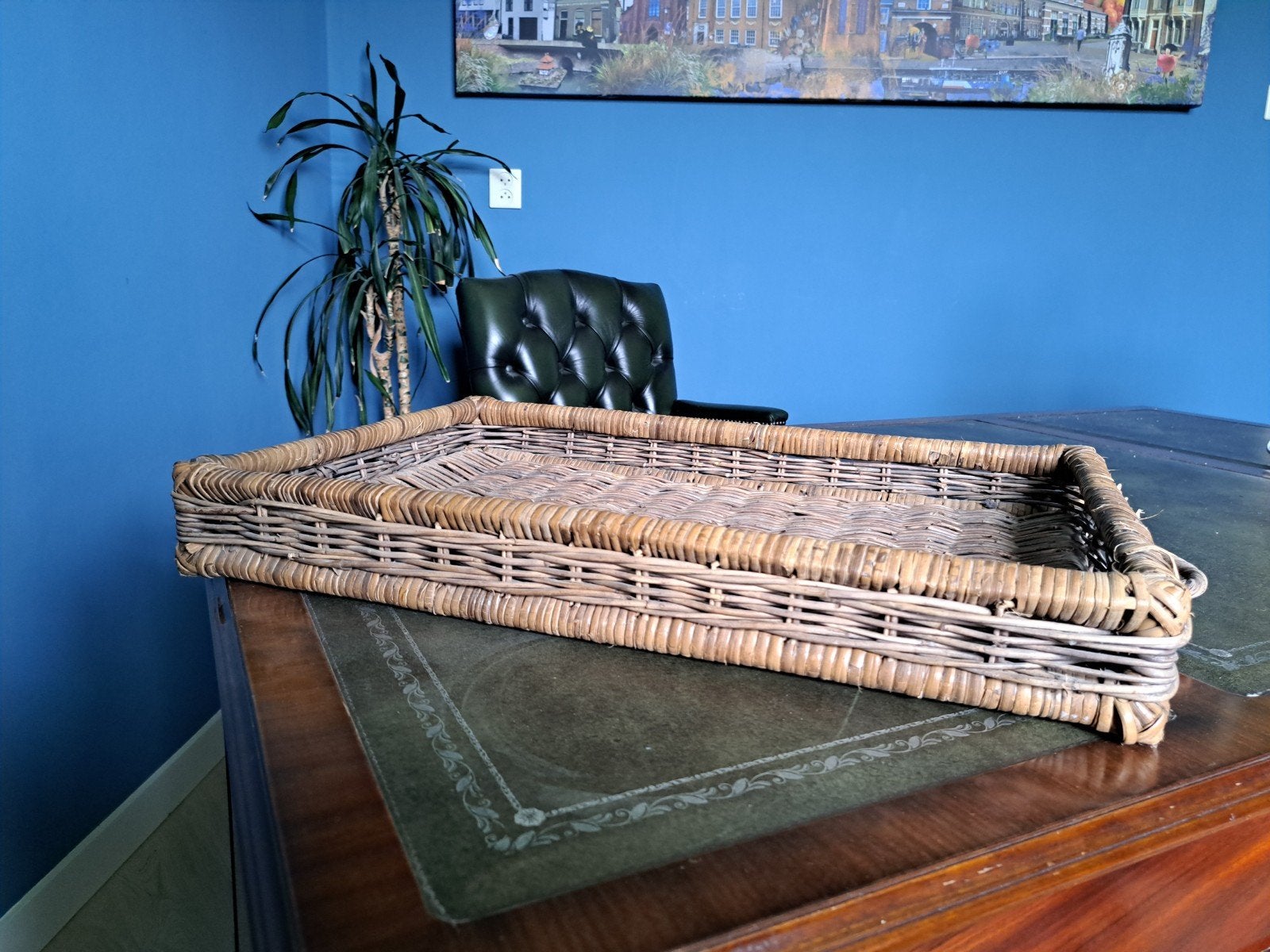 Riviera Maison Gevlochten rotan dienblad - Rechthoekig, Ophalen, Gebruikt, Gevlochten, Riet
