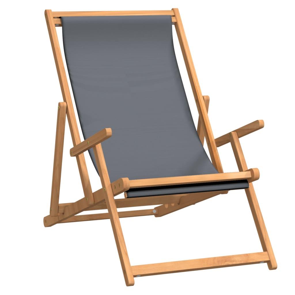 VidaXL strandstoel inklapbaar massief teakhout grijs - nieuw, Tuin en Terras, Tuinstoelen, Nieuw, Hout, Inklapbaar, Ophalen
