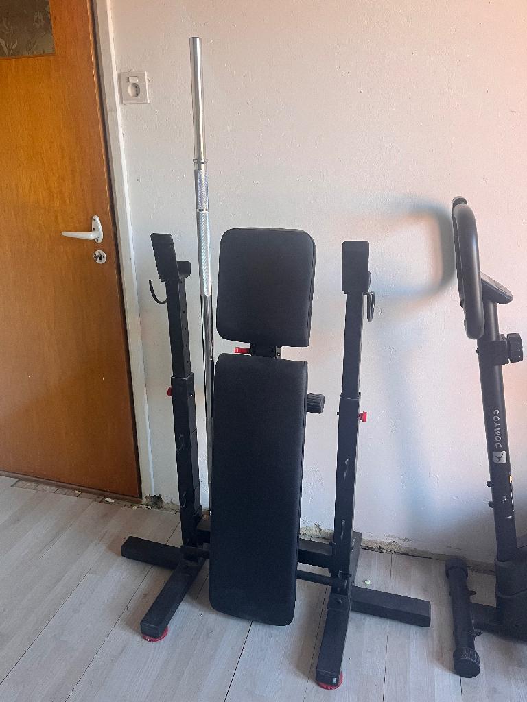 Fitnessbank met stang, Sport en Fitness, Fitnessmaterialen, Ophalen, Zo goed als nieuw, Fitnessbank
