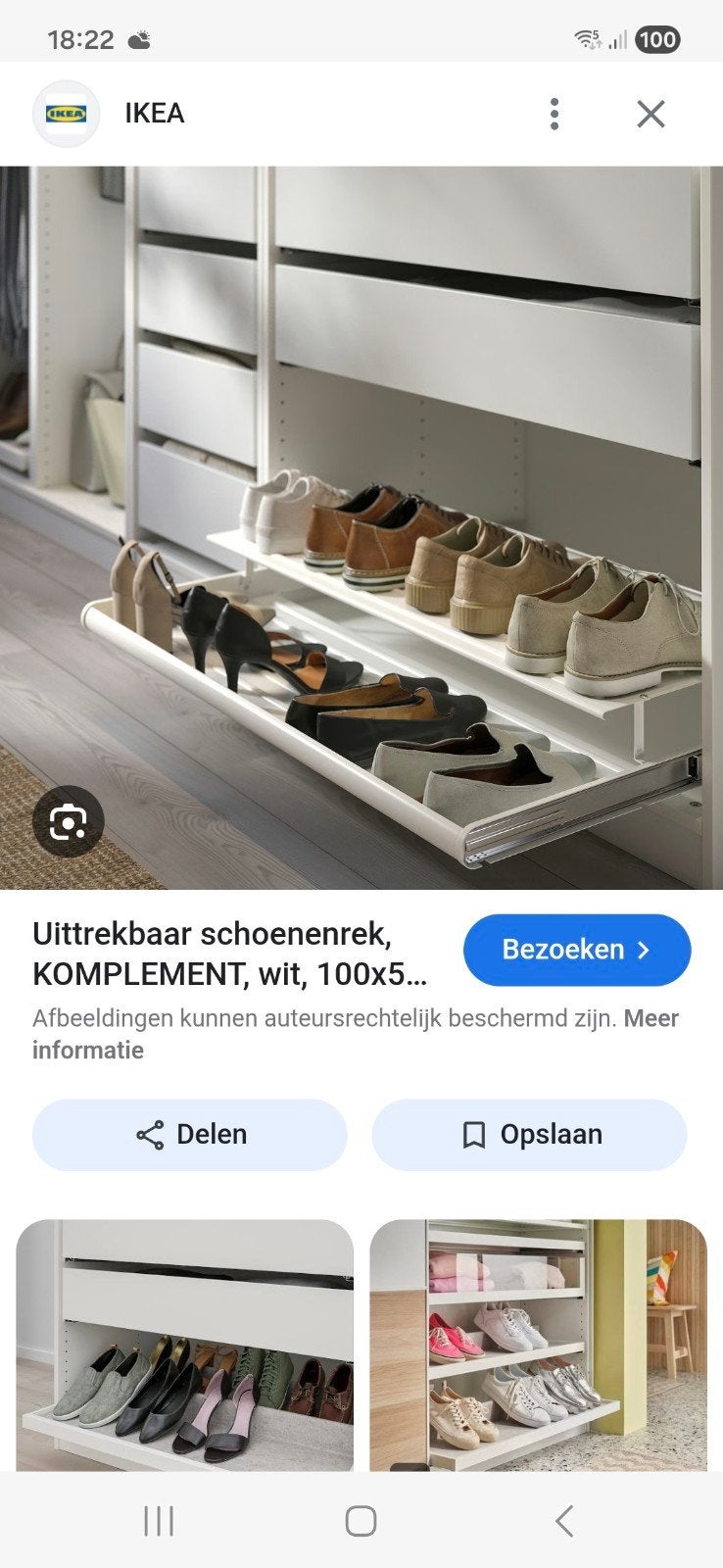 IKEA PAX KOMPLEMENT Uittrekbaar Schoenenrek Wit, Ophalen