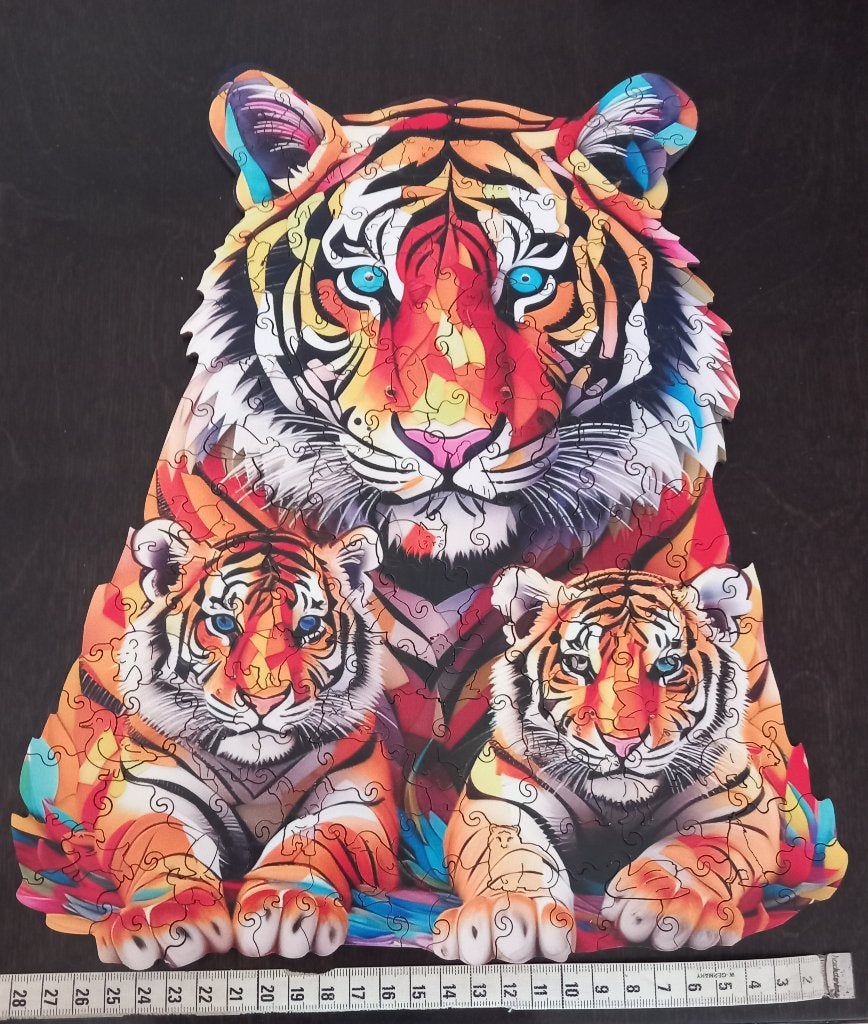 Wooden puzzel tijger met kleintjes L, Ophalen of Verzenden, 500 t/m 1500 stukjes