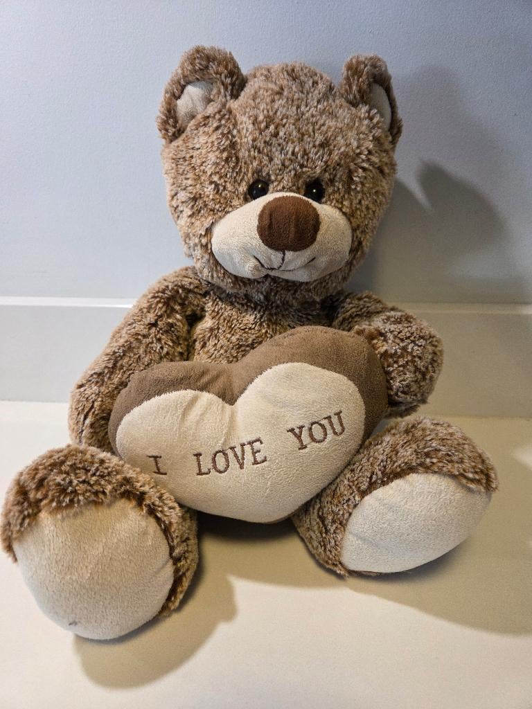Bruine beer met I love you, Ophalen, Nieuw, Beer, Middelgroot (20 tot 80 cm)