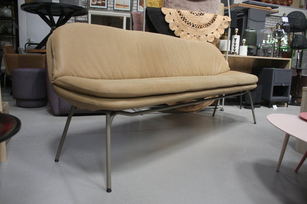 Luxe eetbank + 2 eetkamerstoelen CURTIS Jess echt leer !, Huis en Inrichting, Ophalen, Bruin, Zo goed als nieuw, Vijf, Zes of meer stoelen