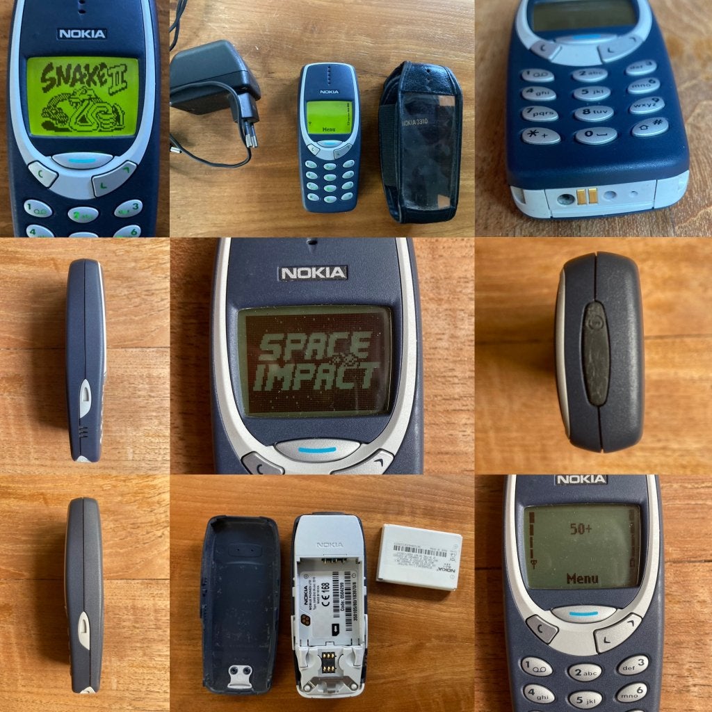 Nokia 3310 met vintage computer spelletjes broekriemhoesjes, Gebruikt, Blauw, Geen camera, Fysiek toetsenbord