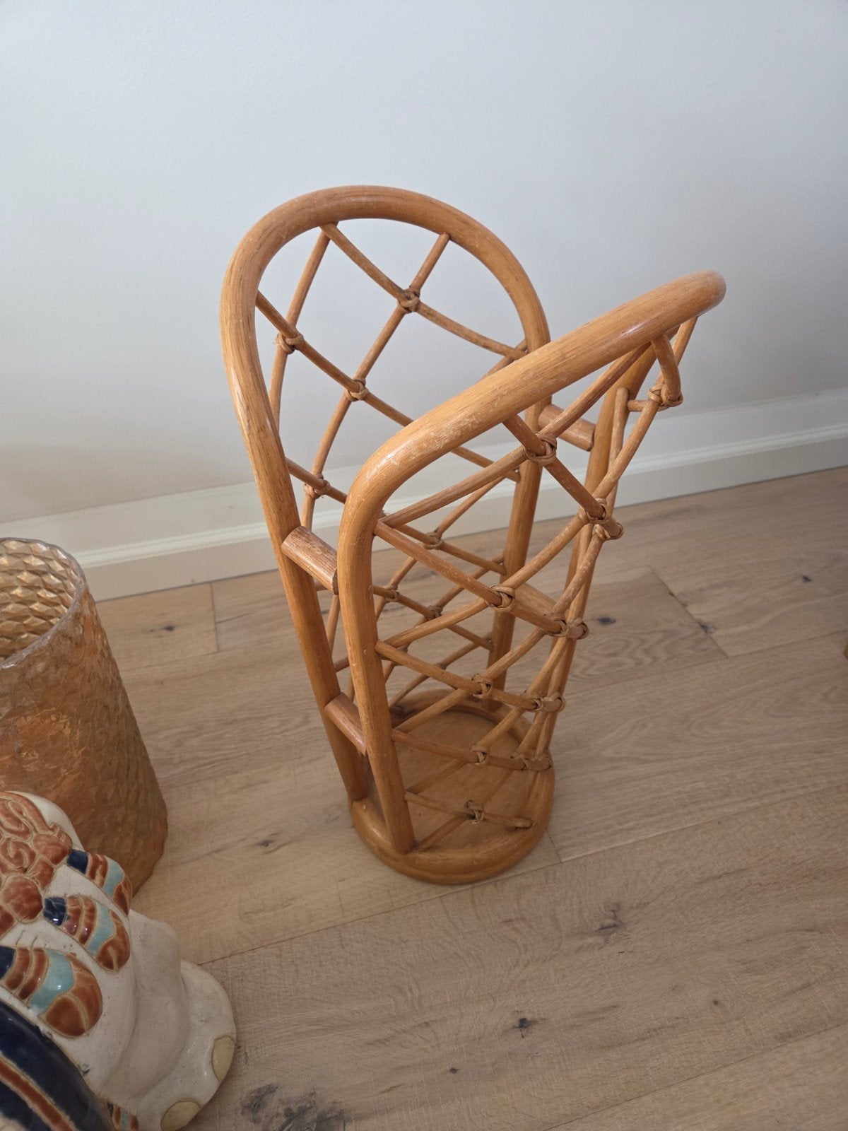 Vintage rotan paraplubak - Jaren '70 design., Ophalen of Verzenden, Gebruikt, Riet