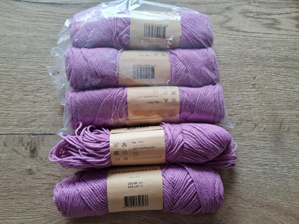 Budgetyarn Acryl DK Garen - Lila (5 bollen), Ophalen of Verzenden, Nieuw, Breien of Haken, Wol of Garen