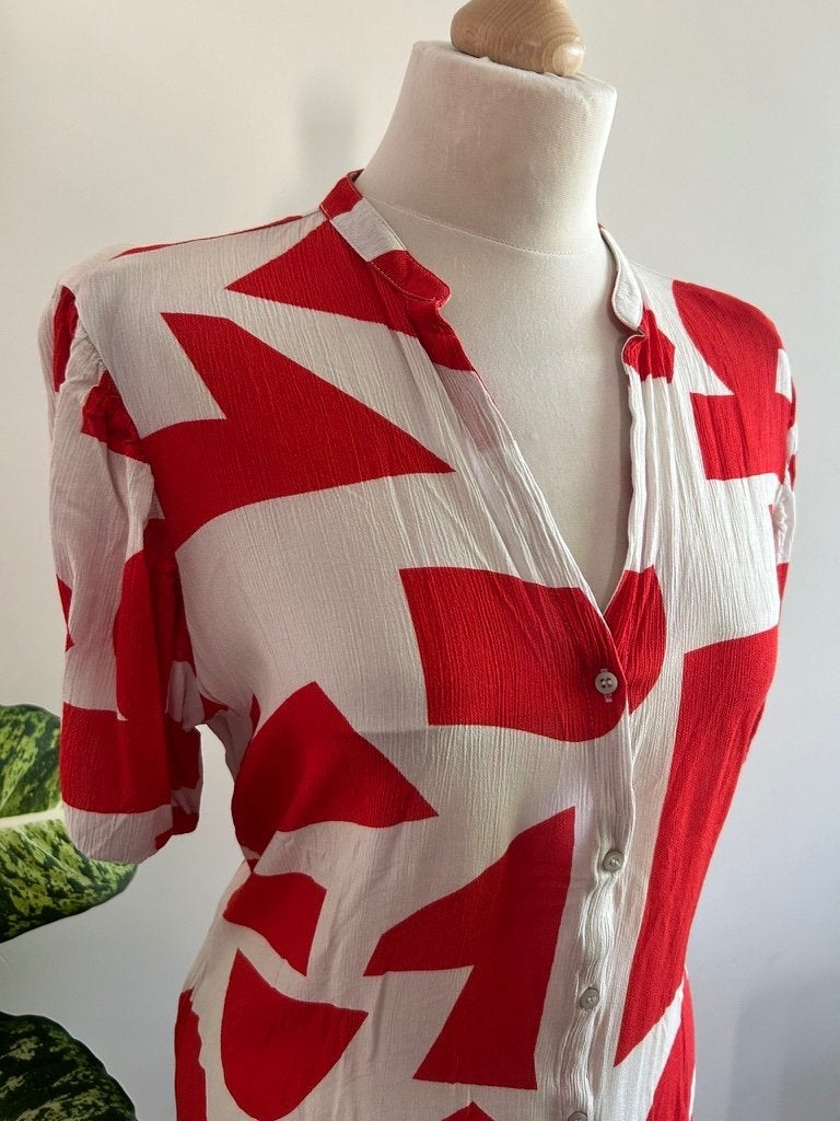 Expresso maat 42 rode retro top blouse 3381, Expresso, Expresso, Maat 42/44 (L), Zo goed als nieuw