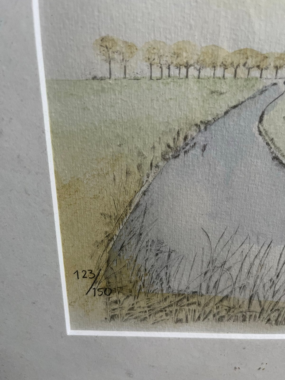 Ingelijste aquarel van een Hollands landschap, Realistisch, Ophalen of Verzenden, Gesigneerd, Aquarel