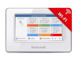 Honeywell Evohome Wi-Fi met tafelstand en muurbevestiging, Ophalen of Verzenden, Slimme thermostaat, Zo goed als nieuw