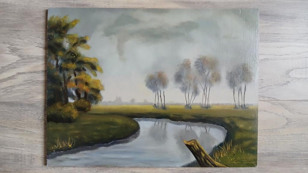 Schilderij # Landelijk ( beek in de zomer ), Antiek en Kunst, Kunst | Schilderijen | Klassiek, Ophalen of Verzenden