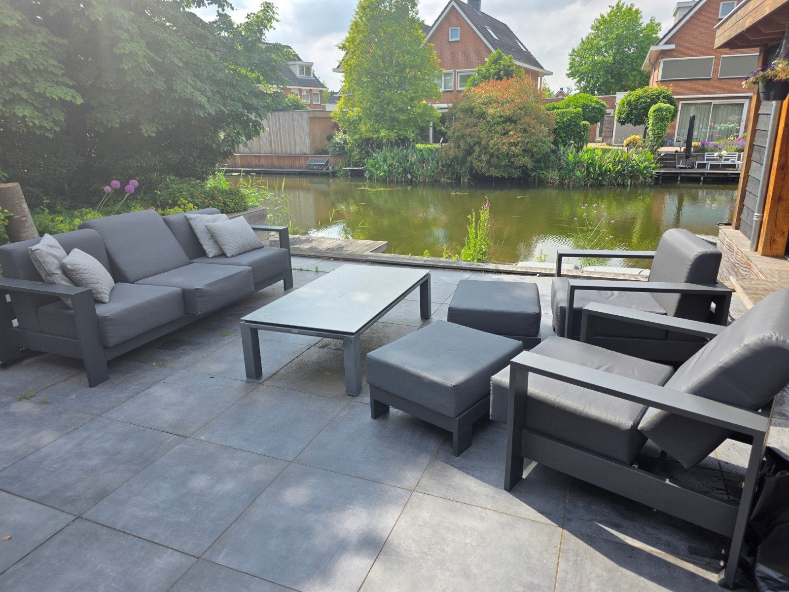 Life Outdoor Tuinmeubel Set: Loungeset met keramiek tafel, Ophalen