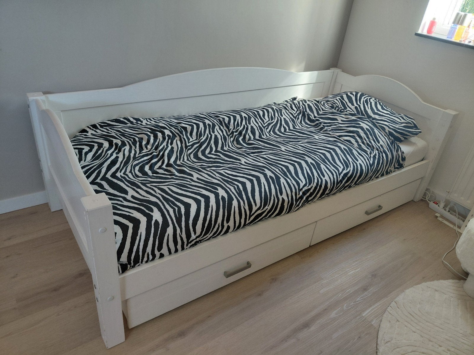 Ledikant 90x200 cm met 2 rollende bedlades, Ophalen, Gebruikt, 90 cm, Eenpersoons