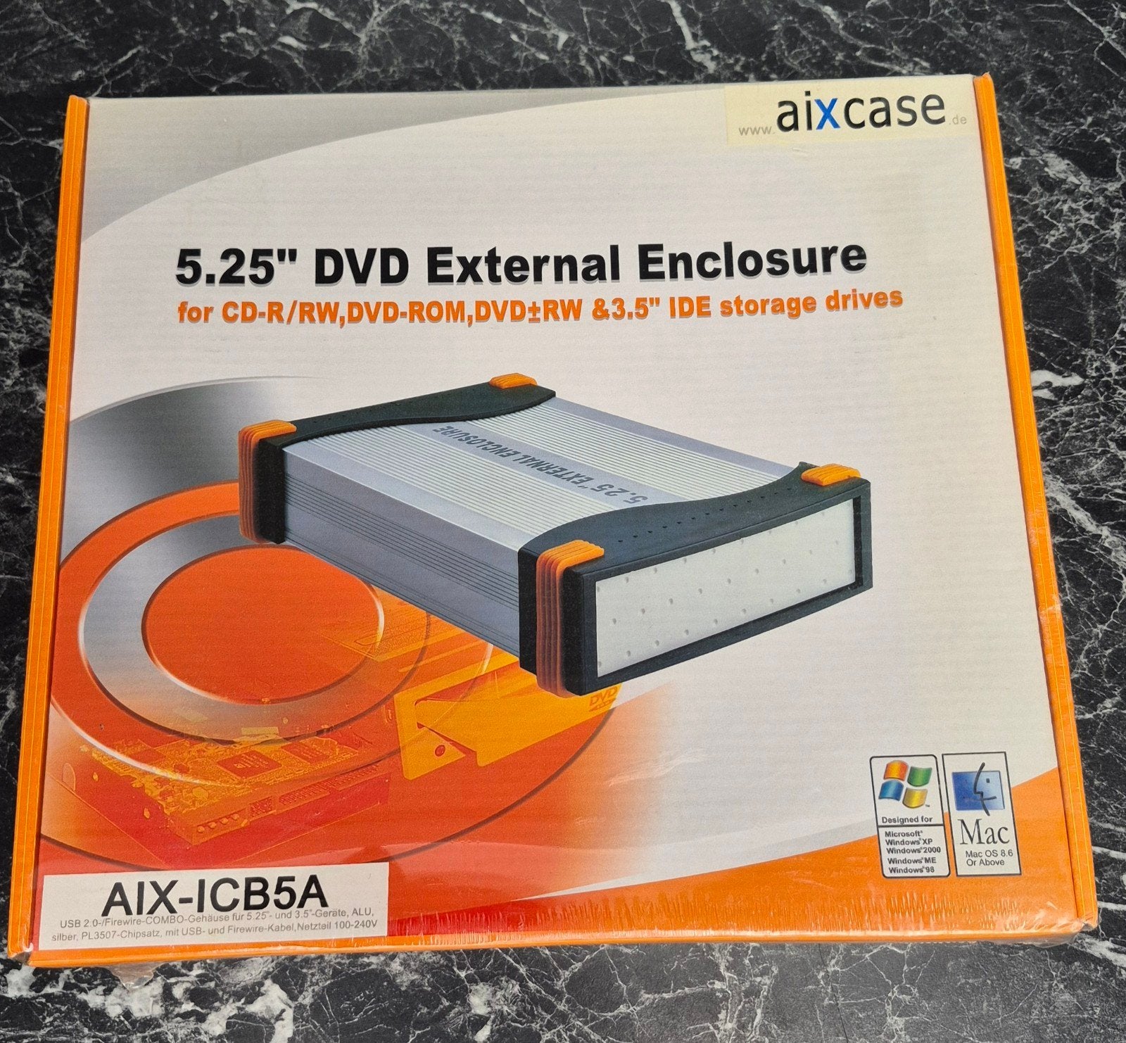 AIXCASE 5.25" Externe DVD Behuizing USB 2.0, Ophalen, Dvd, Nieuw, MacOS