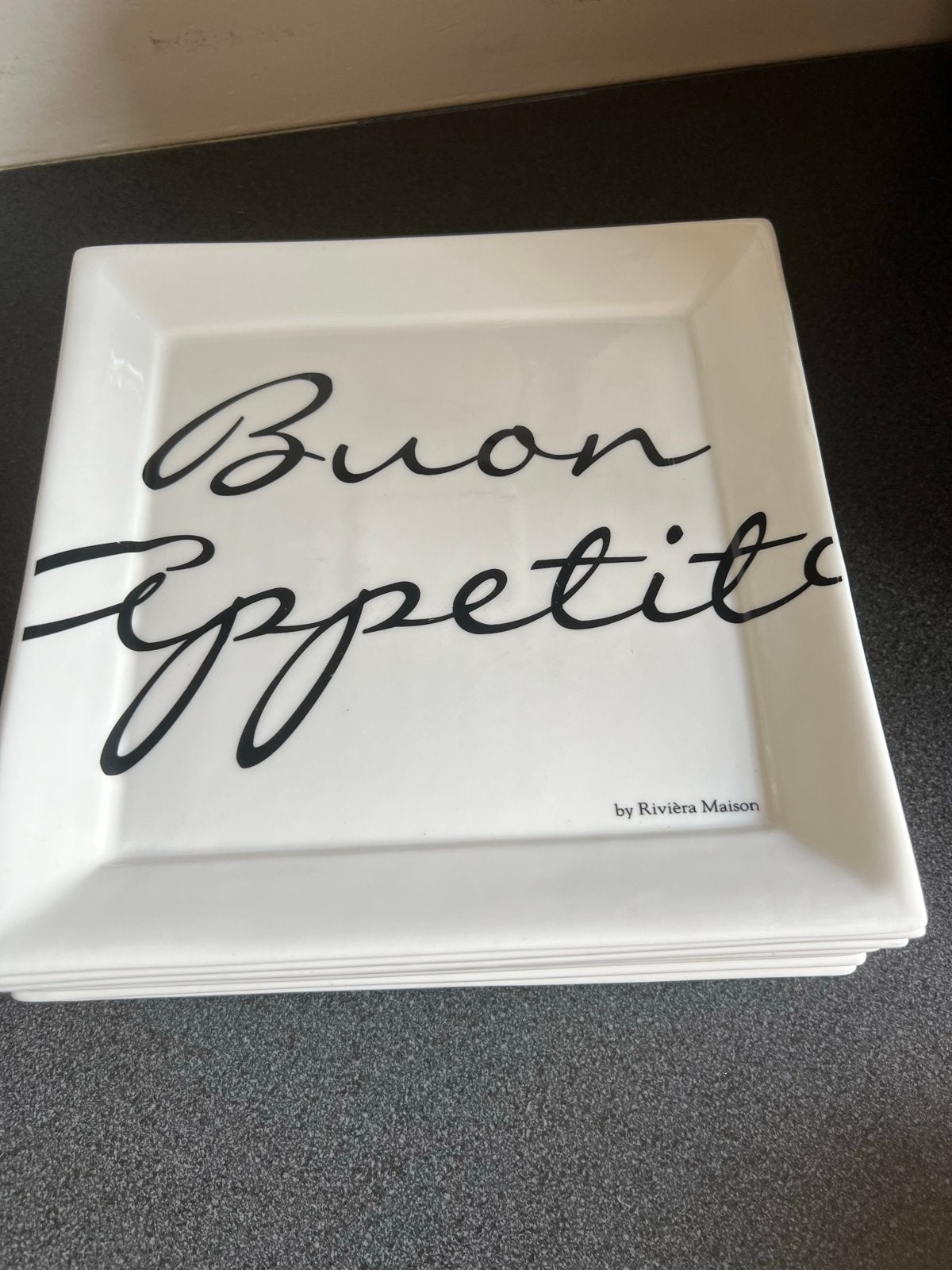 Riviera Maison Buon Appetit borden (8 stuks), Huis en Inrichting, Overige merken, Keramiek, Ophalen of Verzenden, Zo goed als nieuw