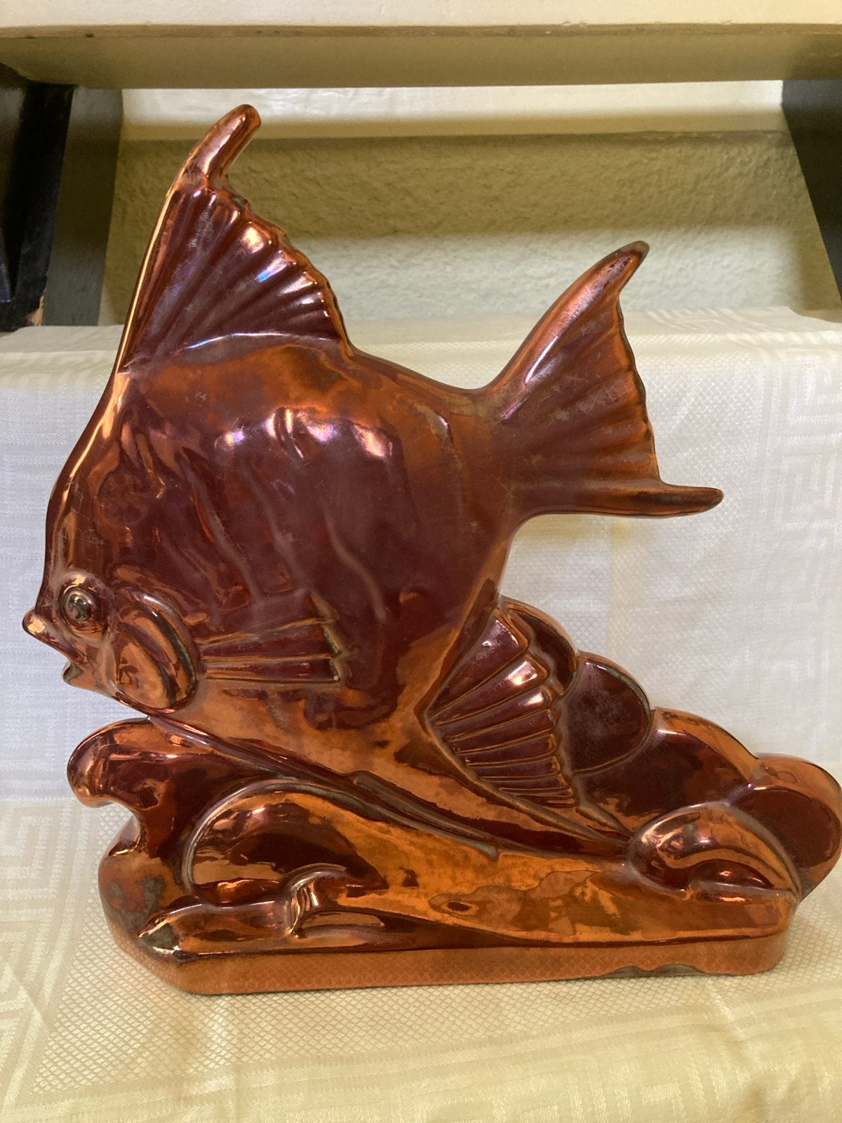 Vintage Roger Guérin Bouffioulx Keramische Vis Sculptuur, Antiek en Kunst, Ophalen