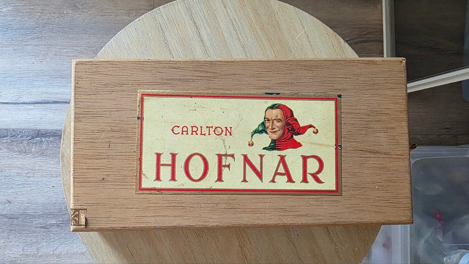 Vintage houten sigarenkistje Hofnar 'Carlton' – jaren 60 (Pr, Verzamelen, Ophalen of Verzenden, Zo goed als nieuw, Overige typen