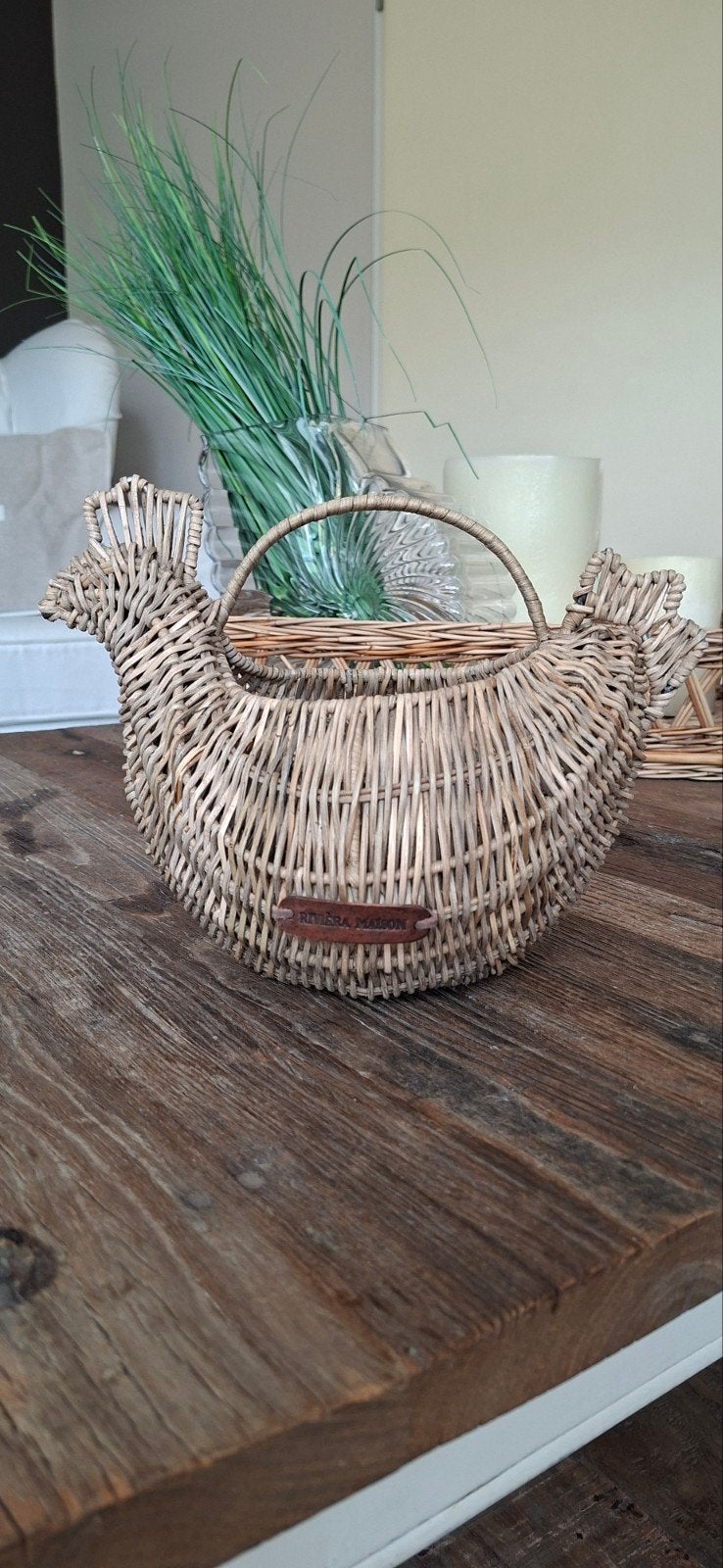 Leuke rieten kip mand Rivièra Maison, Huis en Inrichting, Mand, Nieuw, Ophalen of Verzenden, Riet