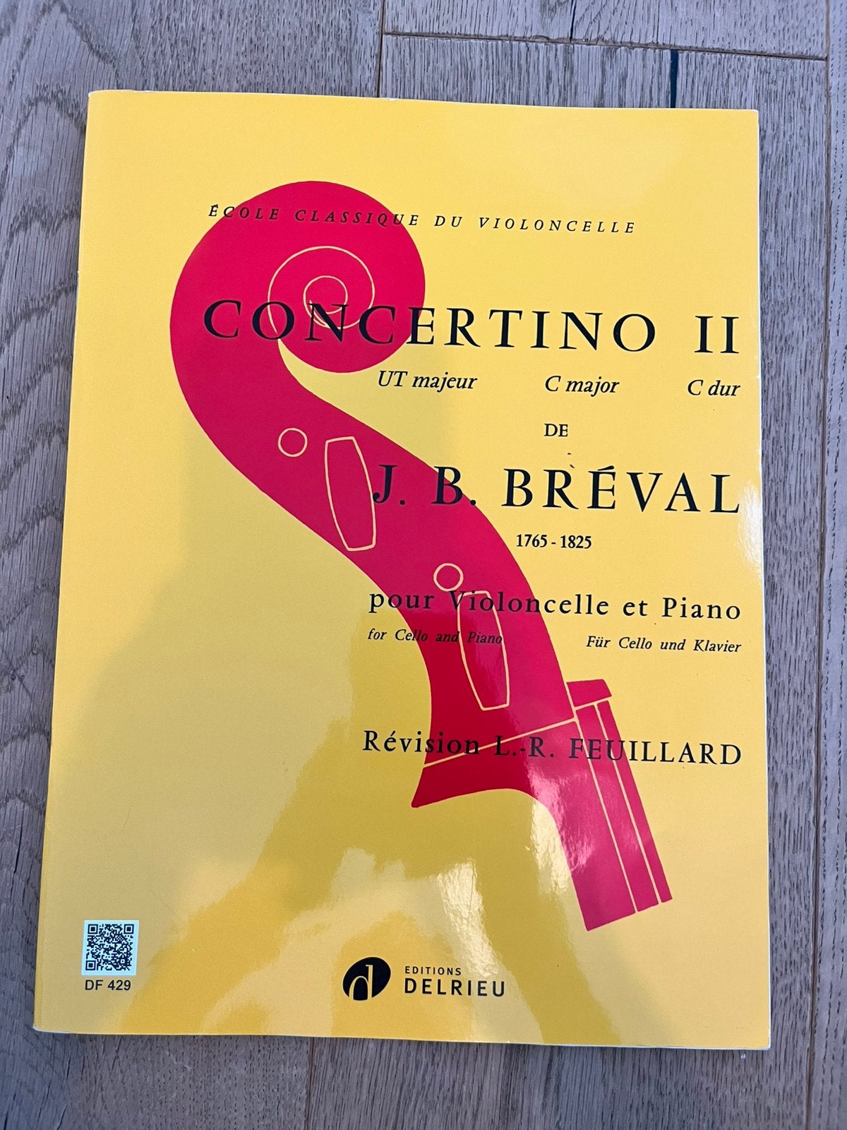 Cello en piano concertino 2 boek J.B. Bréval, Ophalen of Verzenden, Zo goed als nieuw, Artiest