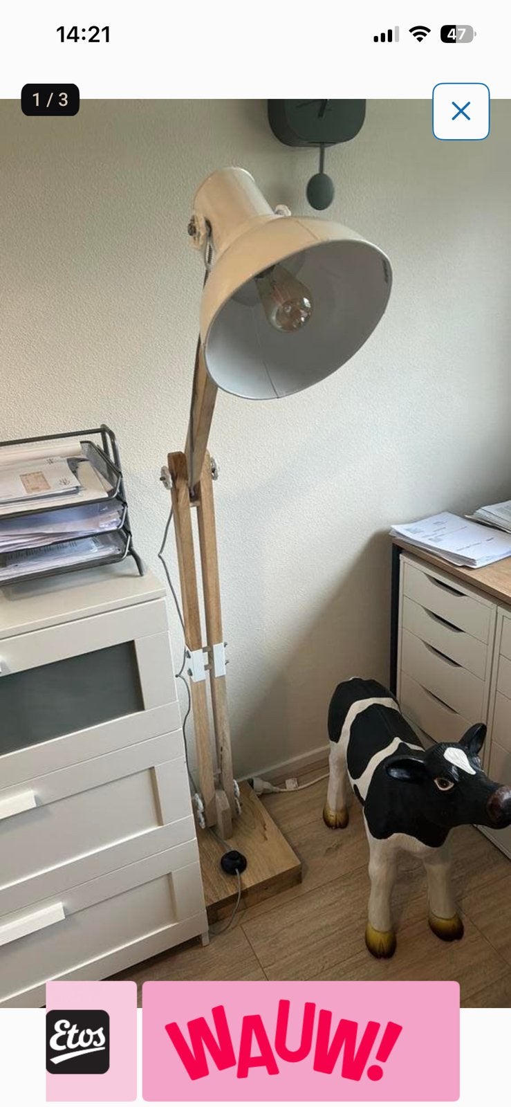 Mooie industriële vloerlamp van Karwei, Ophalen, Zo goed als nieuw, 150 tot 200 cm
